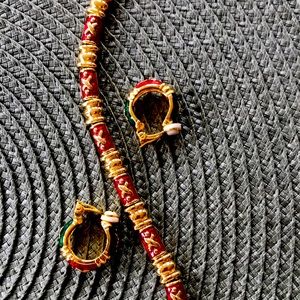 Joan Rivers “Kisses” Red Link Bracelet & Earrings